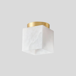 Marble Glass Flush Mount Ceiling Light – Modern Square LED Fixture