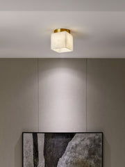 Marble Glass Flush Mount Ceiling Light – Modern Square LED Fixture