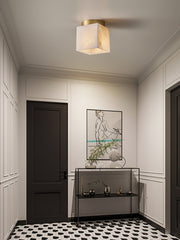 Marble Glass Flush Mount Ceiling Light – Modern Square LED Fixture