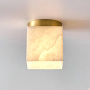 Marble Glass Flush Mount Ceiling Light – Modern Square LED Fixture