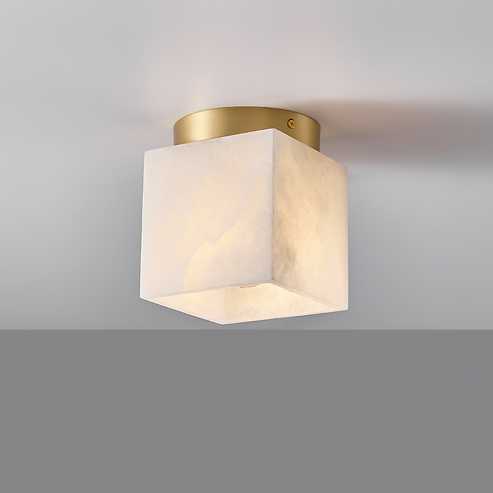 Marble Glass Flush Mount Ceiling Light – Modern Square LED Fixture
