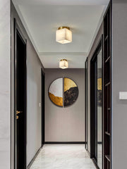 Marble Glass Flush Mount Ceiling Light – Modern Square LED Fixture