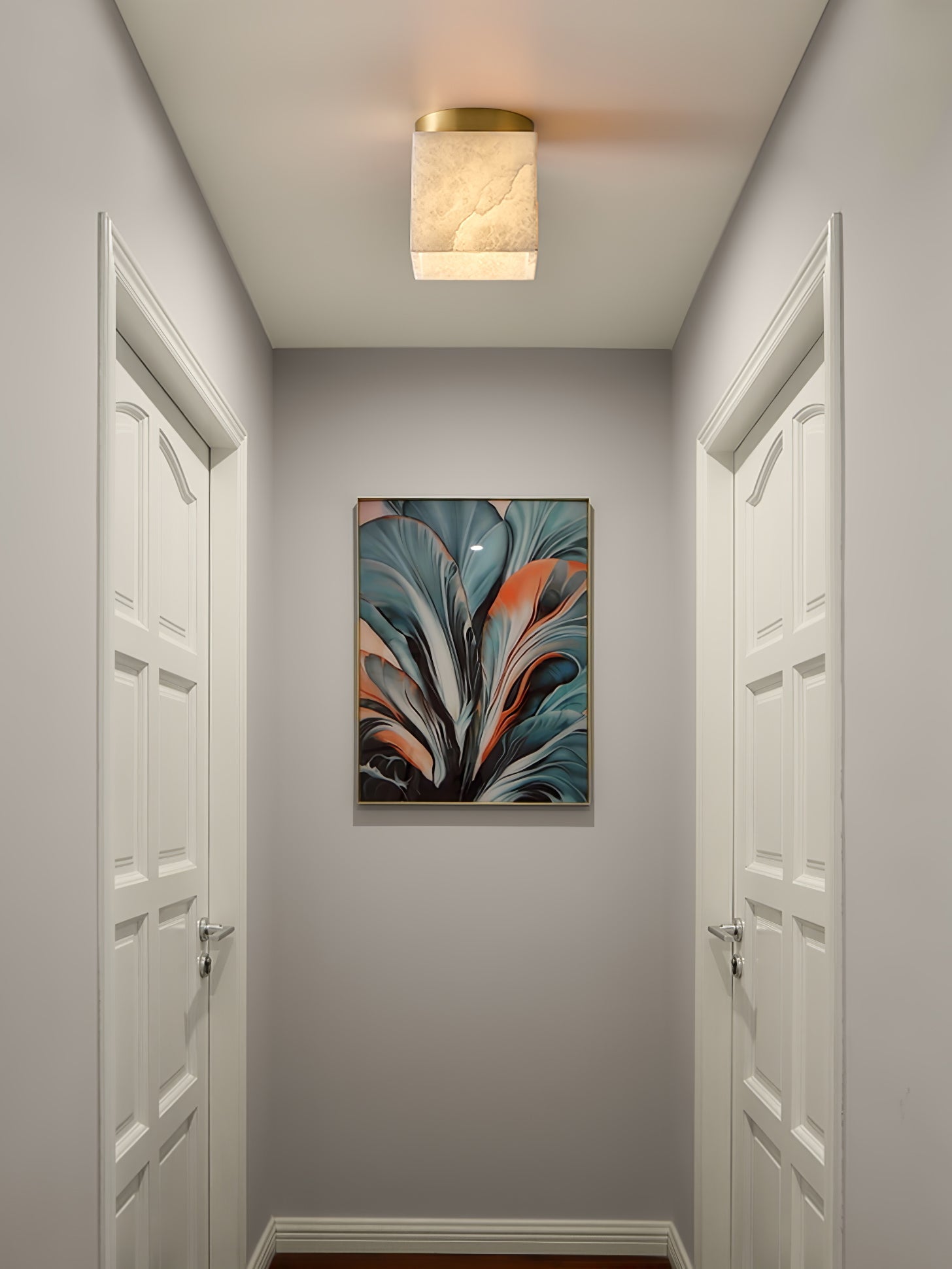 Marble Glass Flush Mount Ceiling Light – Modern Square LED Fixture