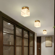 Marble Glass Flush Mount Ceiling Light – Modern Square LED Fixture