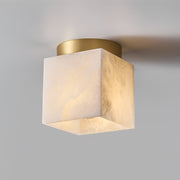 Marble Glass Flush Mount Ceiling Light – Modern Square LED Fixture