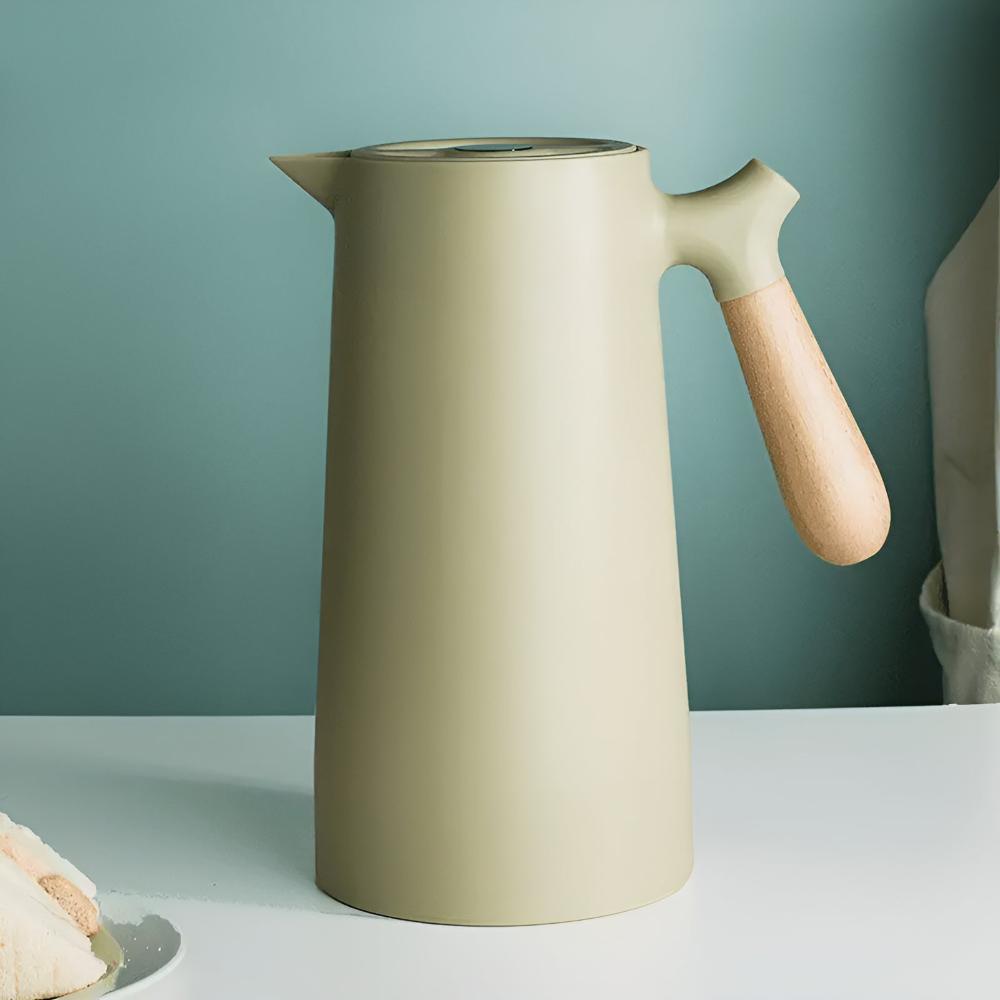 Olivren Thermal Carafe – Insulated Coffee Carafe Vacuum Beverage Dispenser Wooden Handle