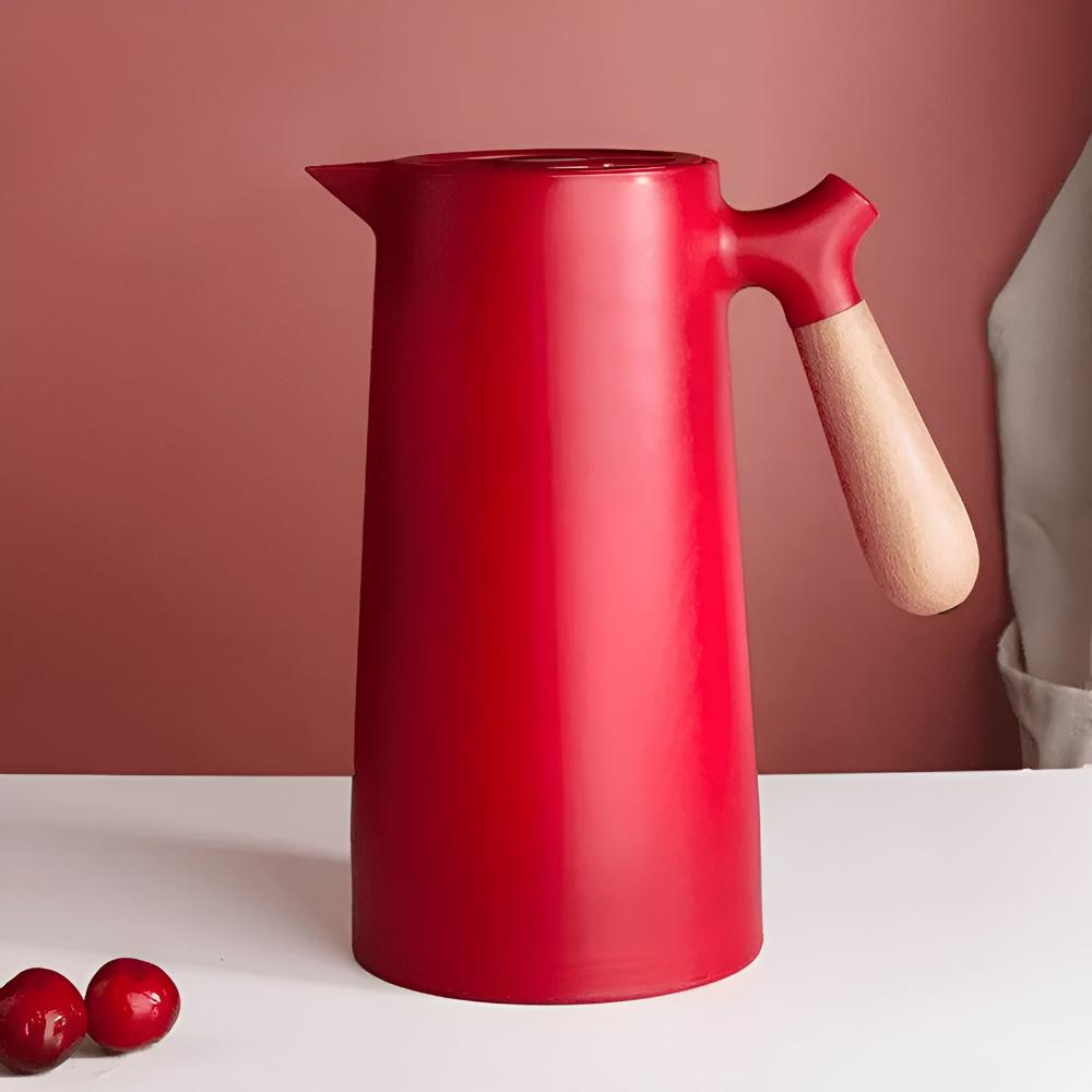 Olivren Thermal Carafe – Insulated Coffee Carafe Vacuum Beverage Dispenser Wooden Handle