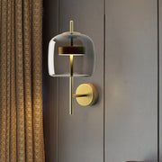 Modern Glass Globe Wall Lamp – Brass Rod Geometric Accent Light