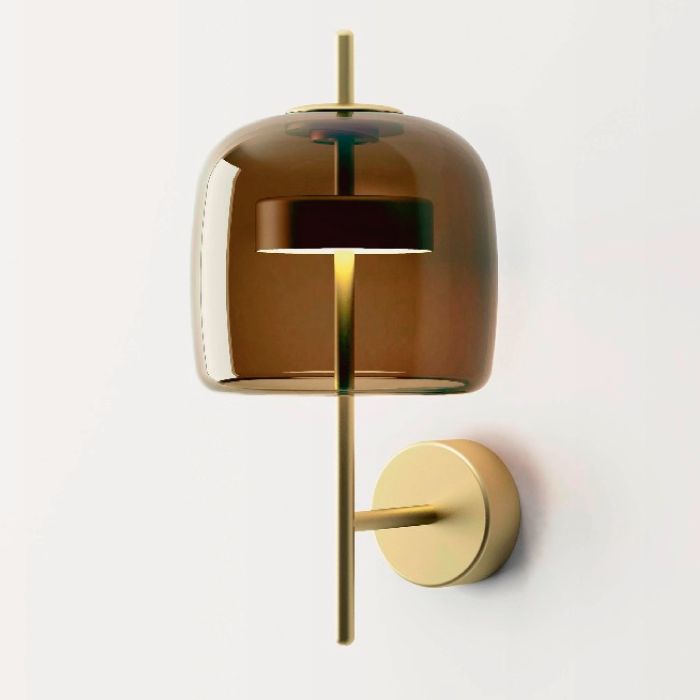 Modern Glass Globe Wall Lamp – Brass Rod Geometric Accent Light