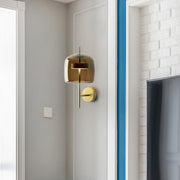 Modern Glass Globe Wall Lamp – Brass Rod Geometric Accent Light