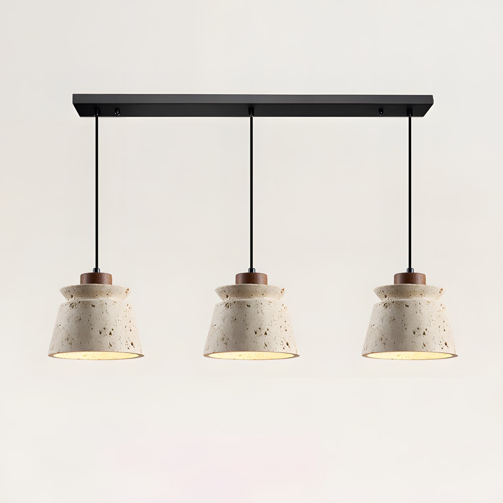 Dala Travertine Pendant Light – LED Downward Glow Natural Travertine Stone Warm Ambience