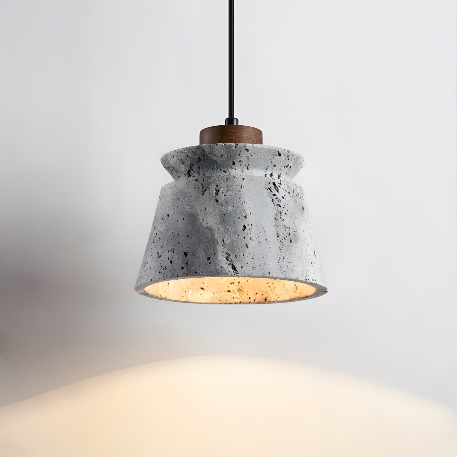 Dala Travertine Pendant Light – LED Downward Glow Natural Travertine Stone Warm Ambience