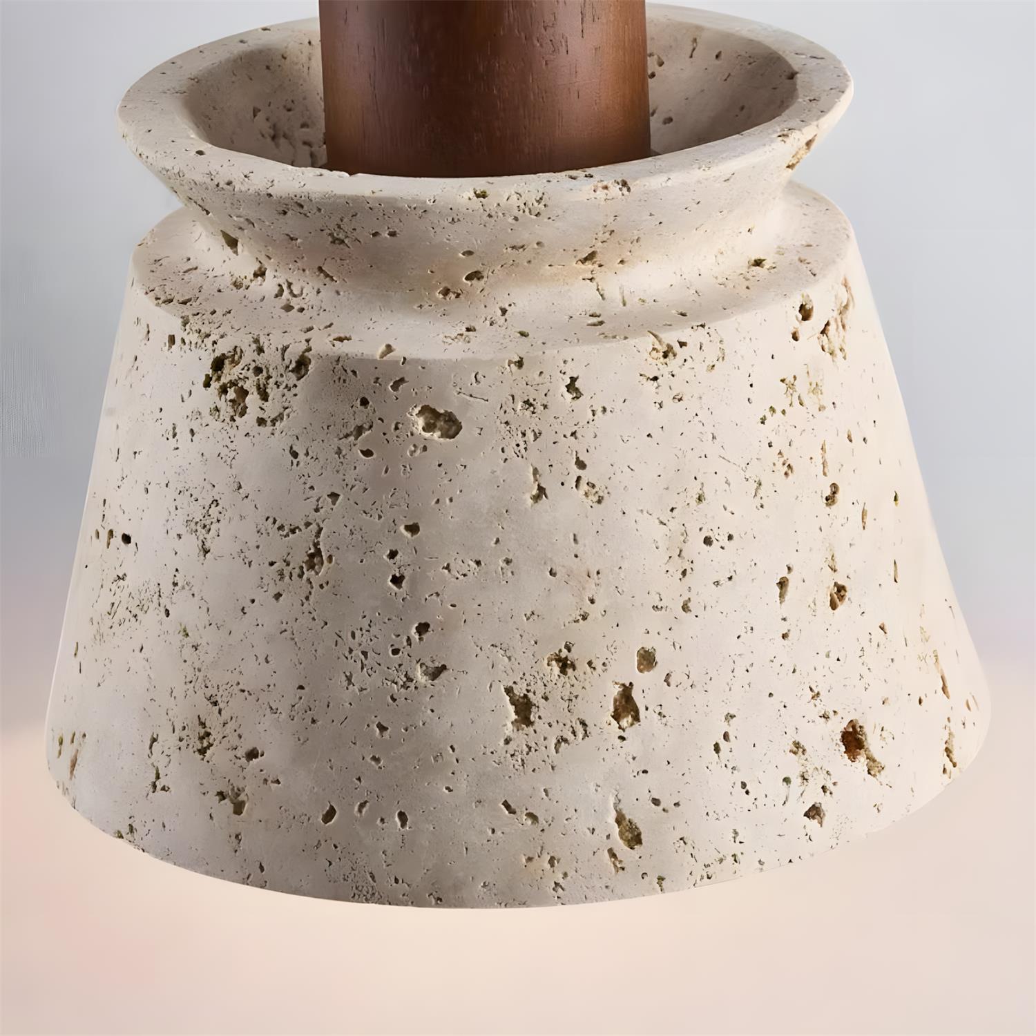 Dala Travertine Pendant Light – LED Downward Glow Natural Travertine Stone Warm Ambience