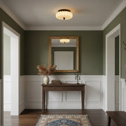 Textured Fabric Flush Mount Ceiling Light – Cream Lantern-Style Fixture