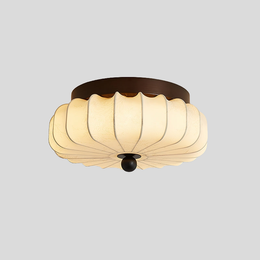 Textured Fabric Flush Mount Ceiling Light – Cream Lantern-Style Fixture