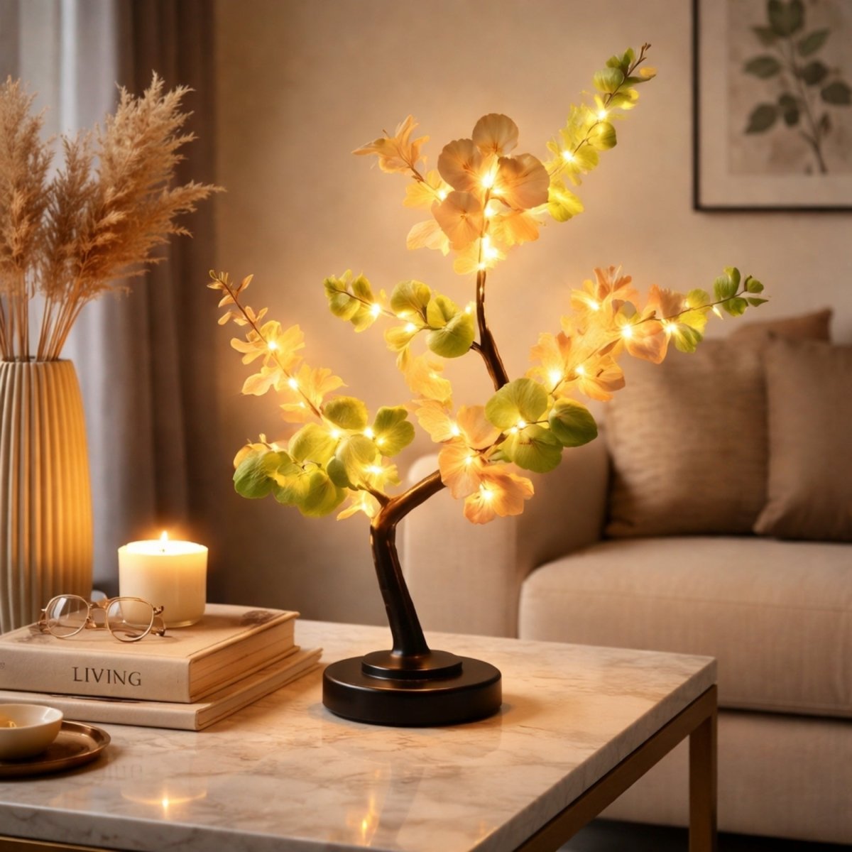 Floralia Blossom Table Lamp – LED Botanical Tree Light Battery Operated USB Bedroom Living Room