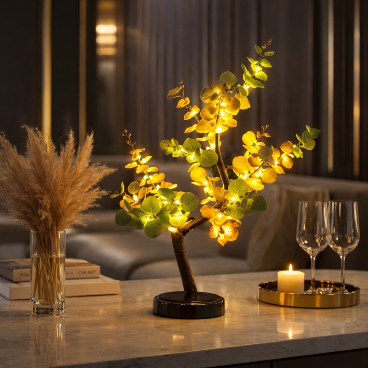 Floralia Blossom Table Lamp – LED Botanical Tree Light Battery Operated USB Bedroom Living Room