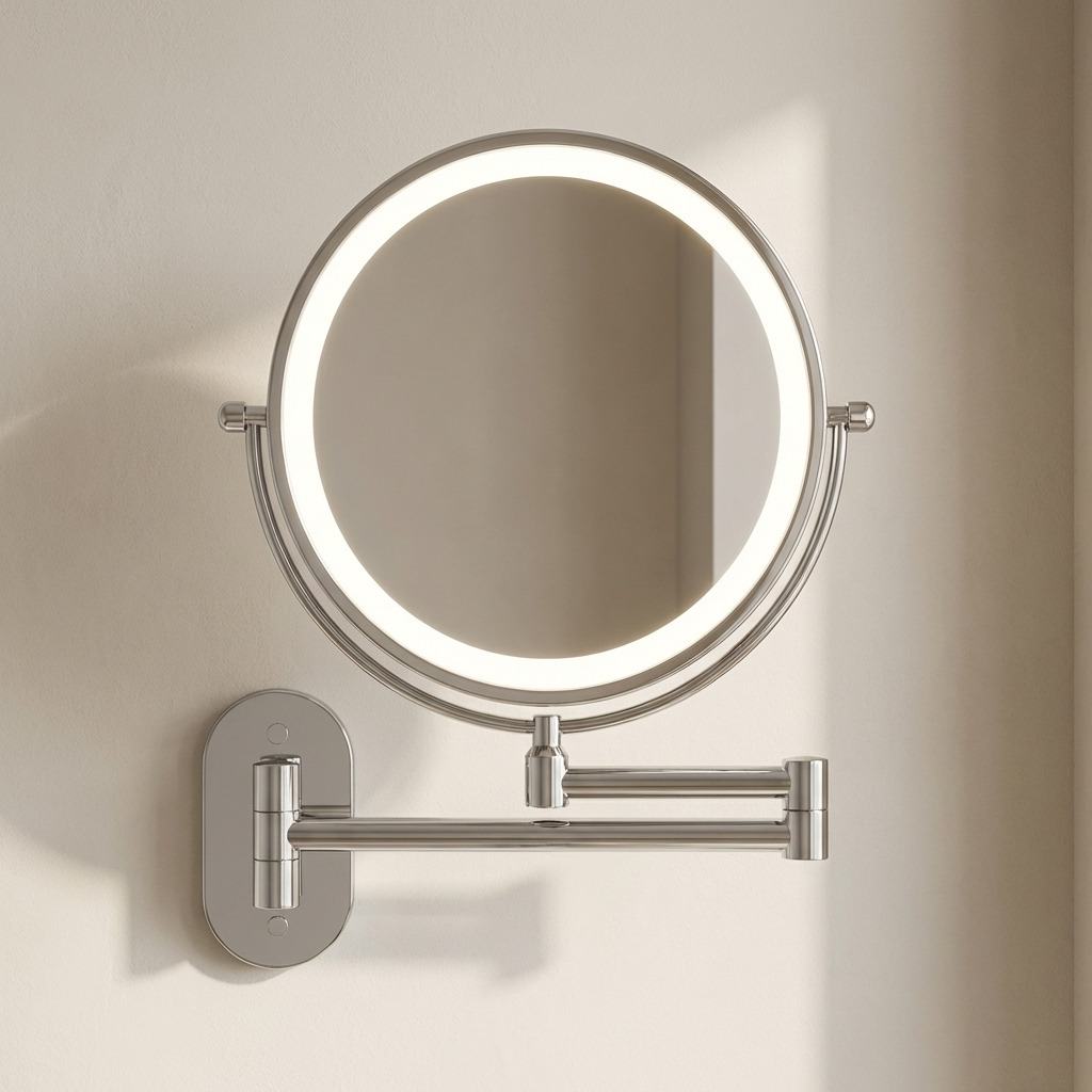 Orbex Vanity Mirror – LED Wall Mount Makeup Mirror Magnifying Extendable Arm Chrome Bathroom