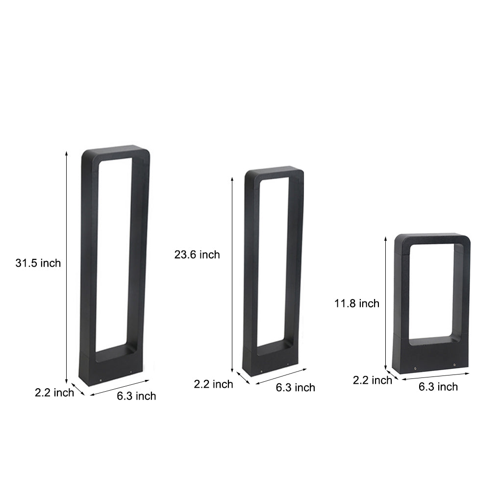Rectangular Frame LED Bollard Light for Garden Pathways – Modern Waterproof Outdoor Landscape Fixture