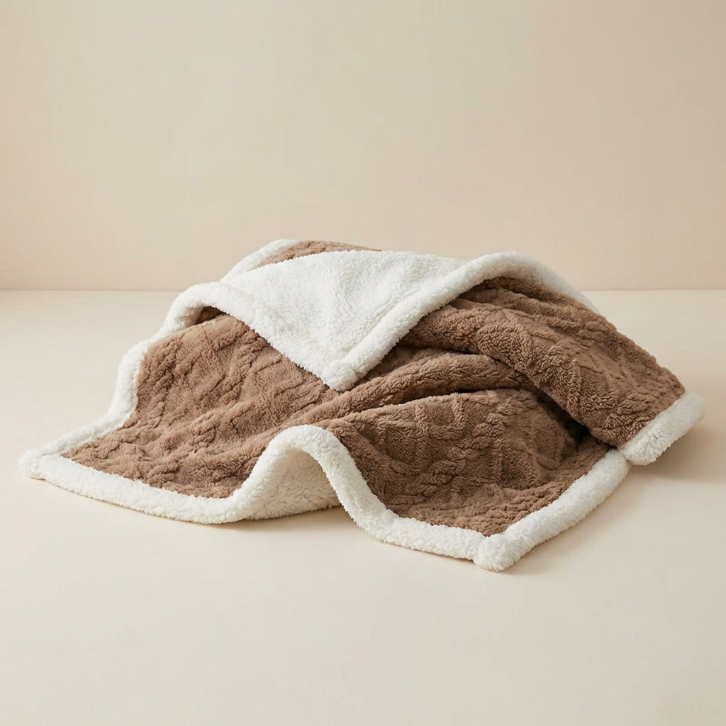 Therma Reversible Sherpa Throw Blanket – Soft Plush Fleece Winter Warm Cozy Bed Sofa
