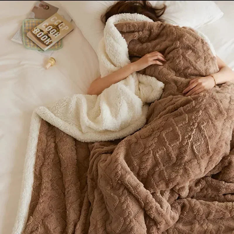 Therma Reversible Sherpa Throw Blanket – Soft Plush Fleece Winter Warm Cozy Bed Sofa