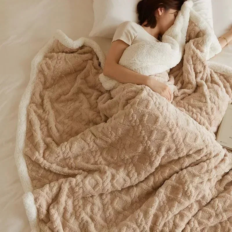 Therma Reversible Sherpa Throw Blanket – Soft Plush Fleece Winter Warm Cozy Bed Sofa