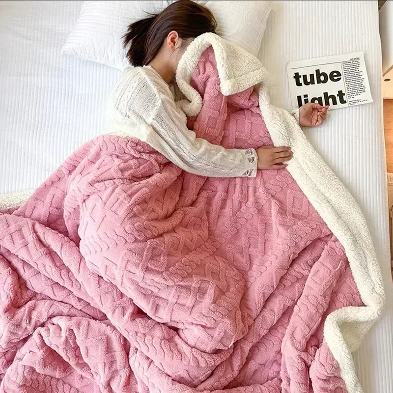 Therma Reversible Sherpa Throw Blanket – Soft Plush Fleece Winter Warm Cozy Bed Sofa