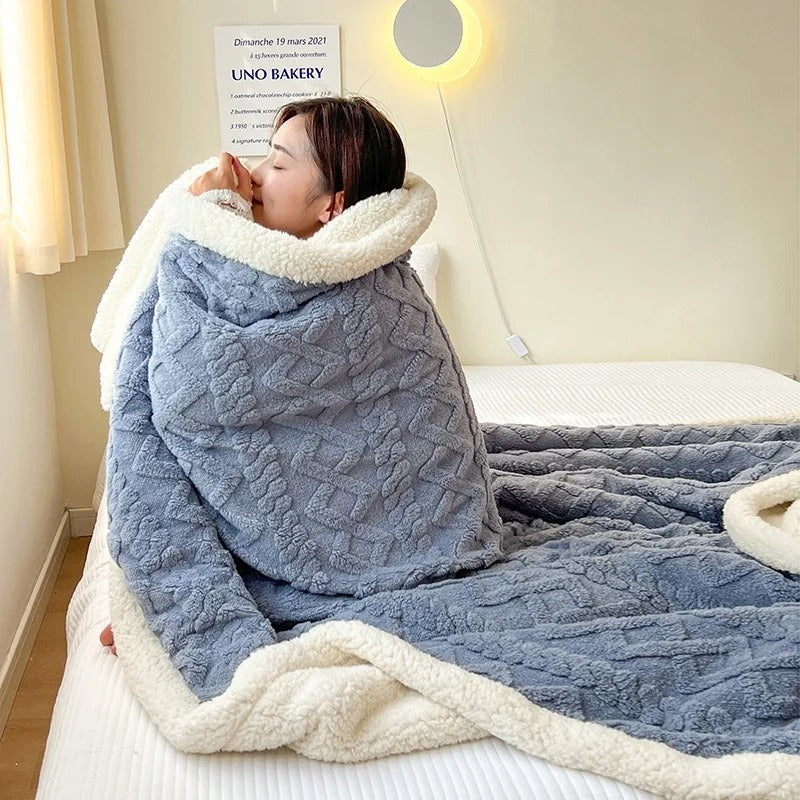 Therma Reversible Sherpa Throw Blanket – Soft Plush Fleece Winter Warm Cozy Bed Sofa