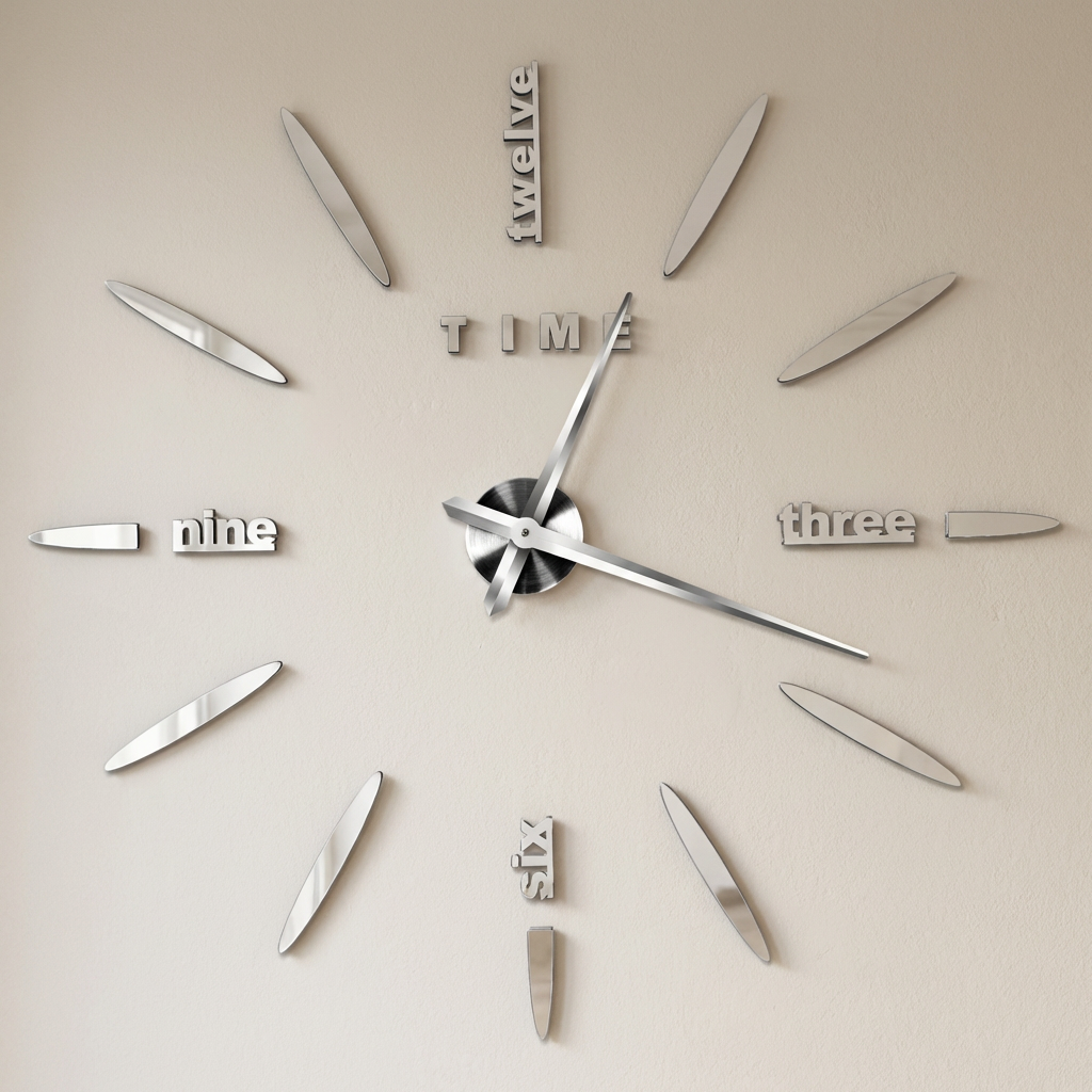Chronex DIY Wall Clock – Large 3D Modern Decorative Living Room Bedroom Silent Frameless Acrylic Metal