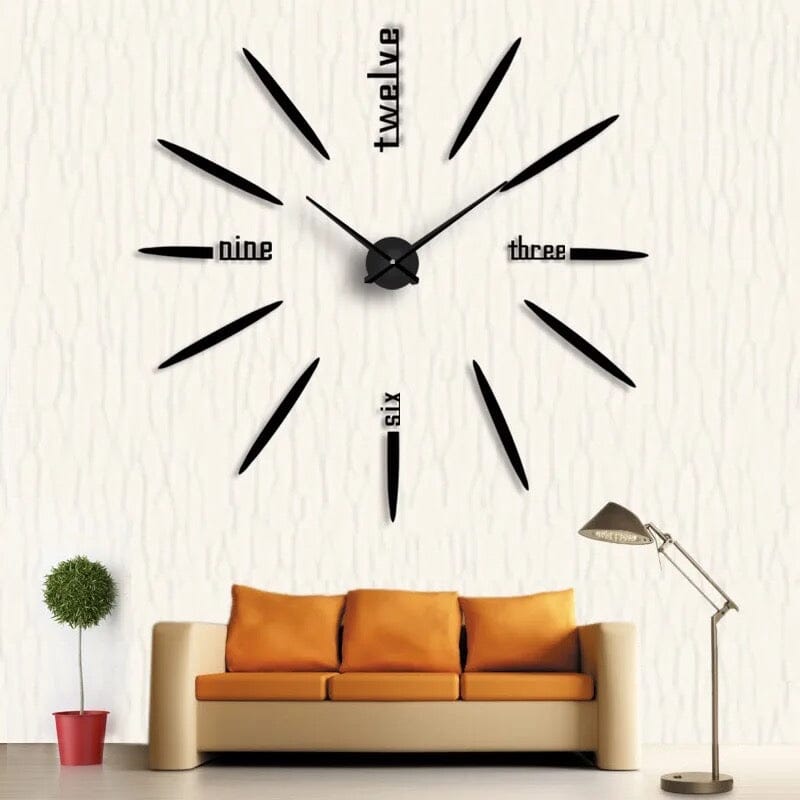 Chronex DIY Wall Clock – Large 3D Modern Decorative Living Room Bedroom Silent Frameless Acrylic Metal