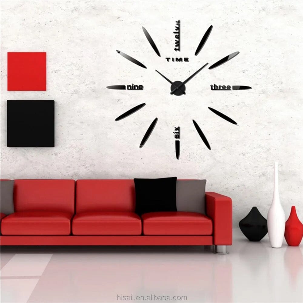 Chronex DIY Wall Clock – Large 3D Modern Decorative Living Room Bedroom Silent Frameless Acrylic Metal