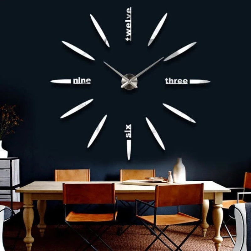 Chronex DIY Wall Clock – Large 3D Modern Decorative Living Room Bedroom Silent Frameless Acrylic Metal