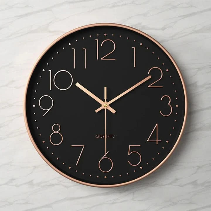Tempo Modern Wall Clock – Silent Quartz Large Round Gray White 3D Numbers Living Room Bedroom Office