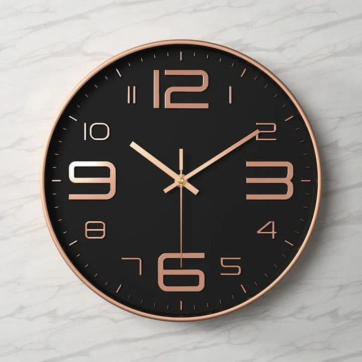 Tempo Modern Wall Clock – Silent Quartz Large Round Gray White 3D Numbers Living Room Bedroom Office