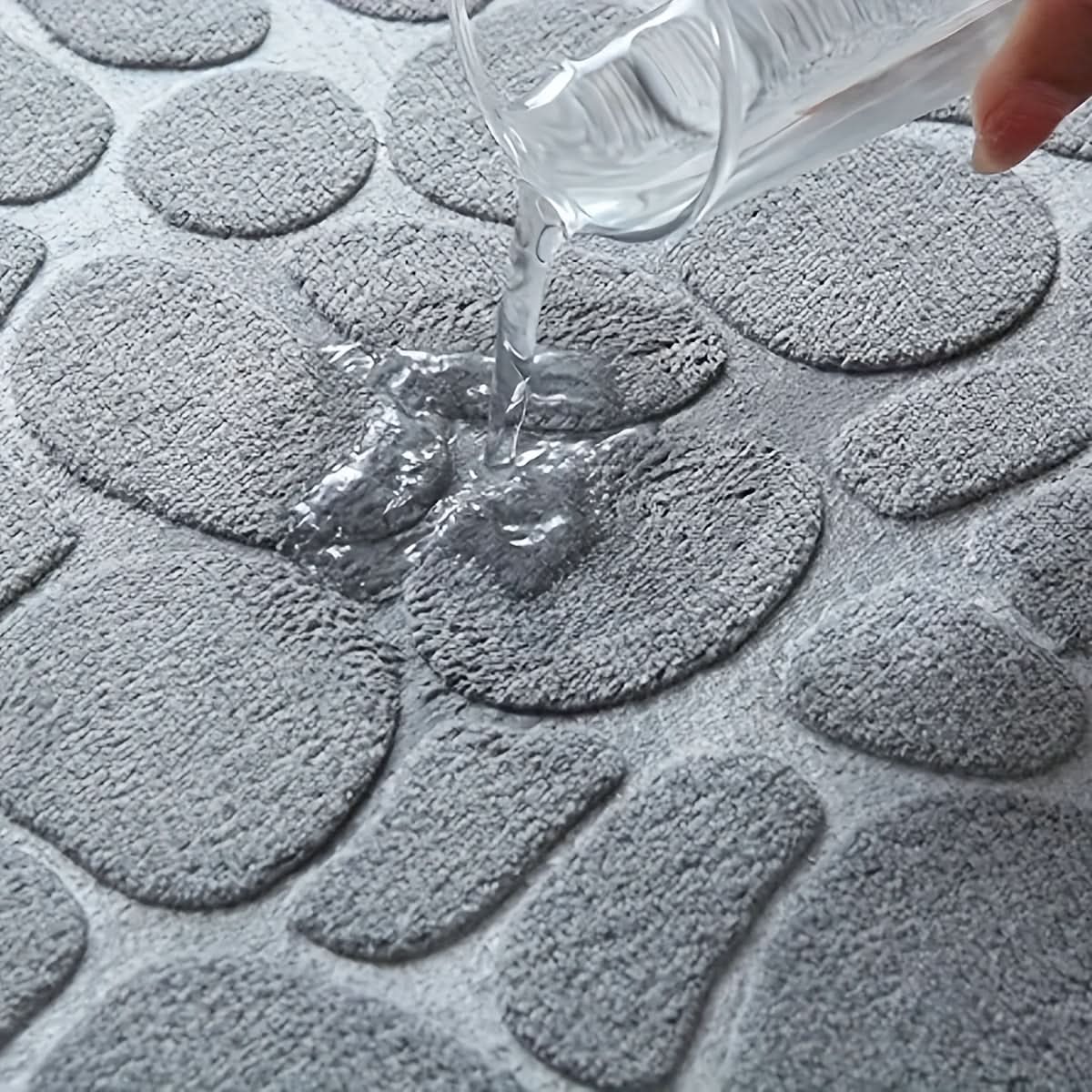 Pebblux Memory Foam Bath Mat – Non-Slip Bathroom Rug Soft Absorbent Quick Dry Machine Washable Gray