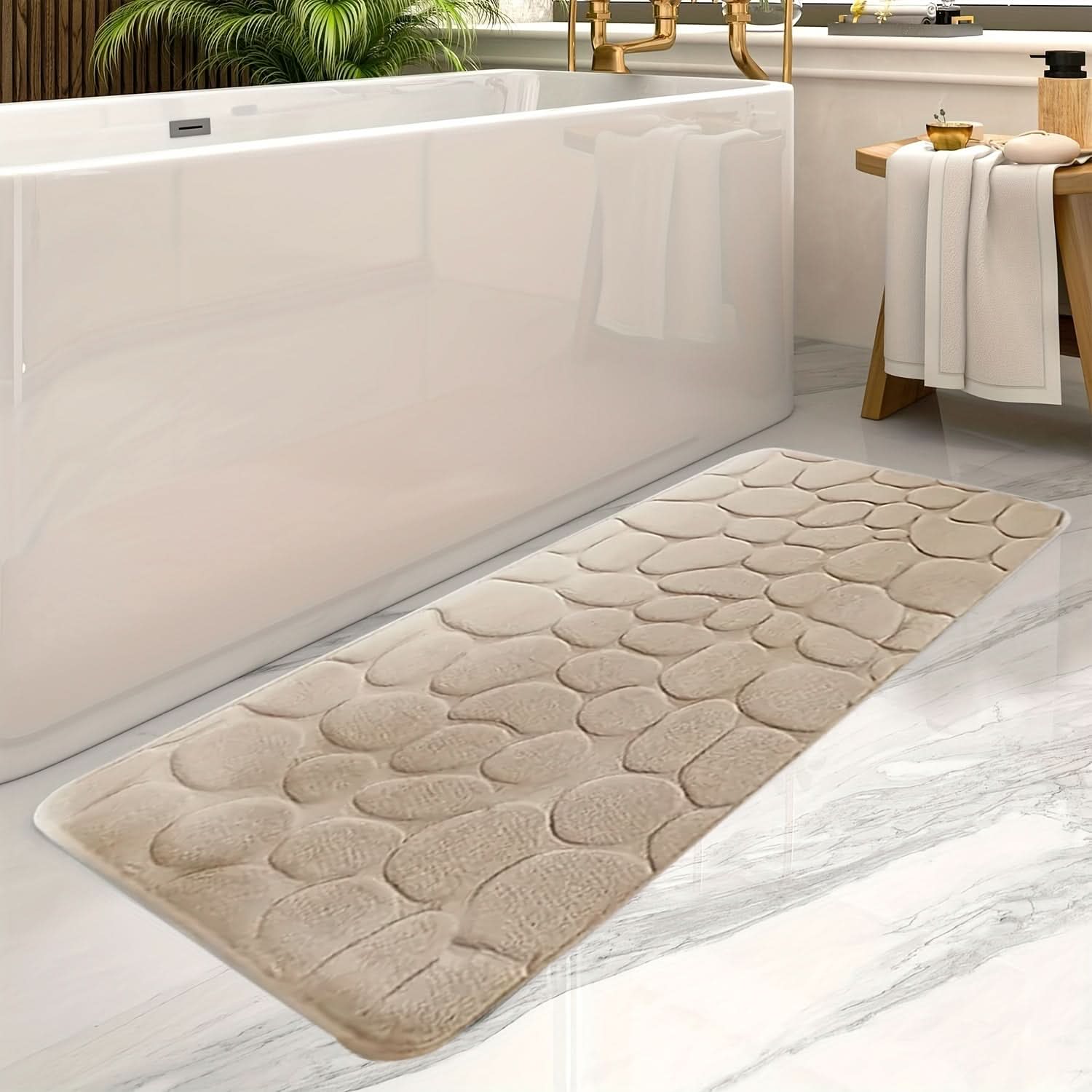 Pebblux Memory Foam Bath Mat – Non-Slip Bathroom Rug Soft Absorbent Quick Dry Machine Washable Gray