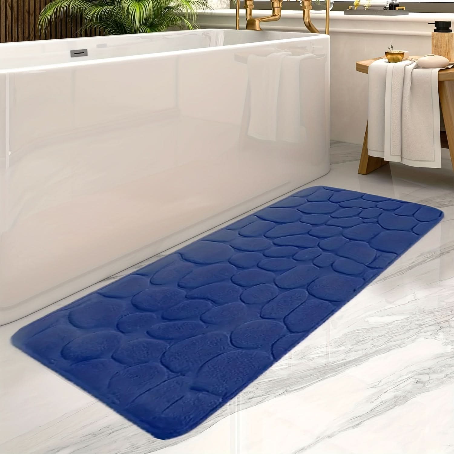 Pebblux Memory Foam Bath Mat – Non-Slip Bathroom Rug Soft Absorbent Quick Dry Machine Washable Gray