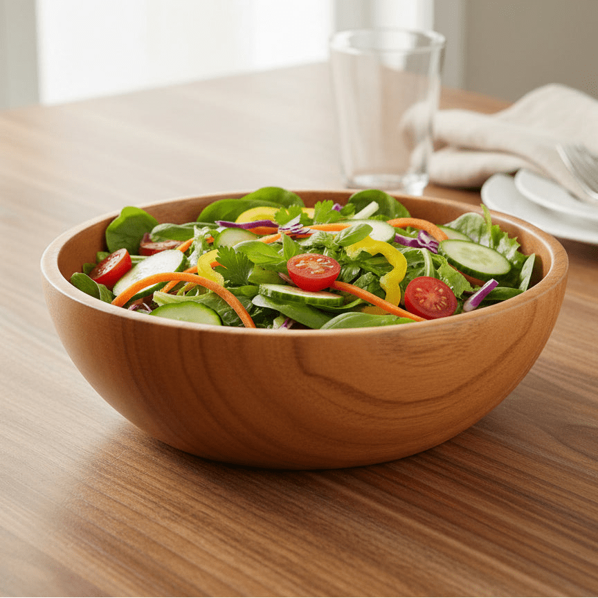 Hearthwood Serving Bowl – Large Natural Wood Salad Bowl Kitchen Dining Fruit Display Rustic Farmhouse