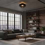 Layered Glass Flush Mount Ceiling Light – Modern Green Dome Fixture