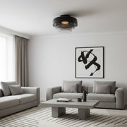 Layered Glass Flush Mount Ceiling Light – Modern Green Dome Fixture