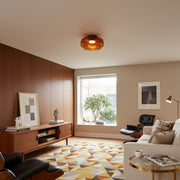 Layered Glass Flush Mount Ceiling Light – Modern Green Dome Fixture