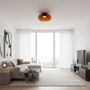 Layered Glass Flush Mount Ceiling Light – Modern Green Dome Fixture