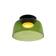 Layered Glass Flush Mount Ceiling Light – Modern Green Dome Fixture