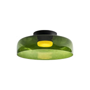 Layered Glass Flush Mount Ceiling Light – Modern Green Dome Fixture