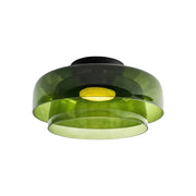 Layered Glass Flush Mount Ceiling Light – Modern Green Dome Fixture