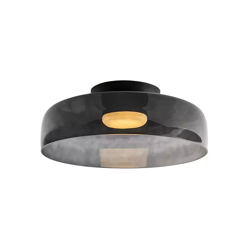 Layered Glass Flush Mount Ceiling Light – Modern Green Dome Fixture