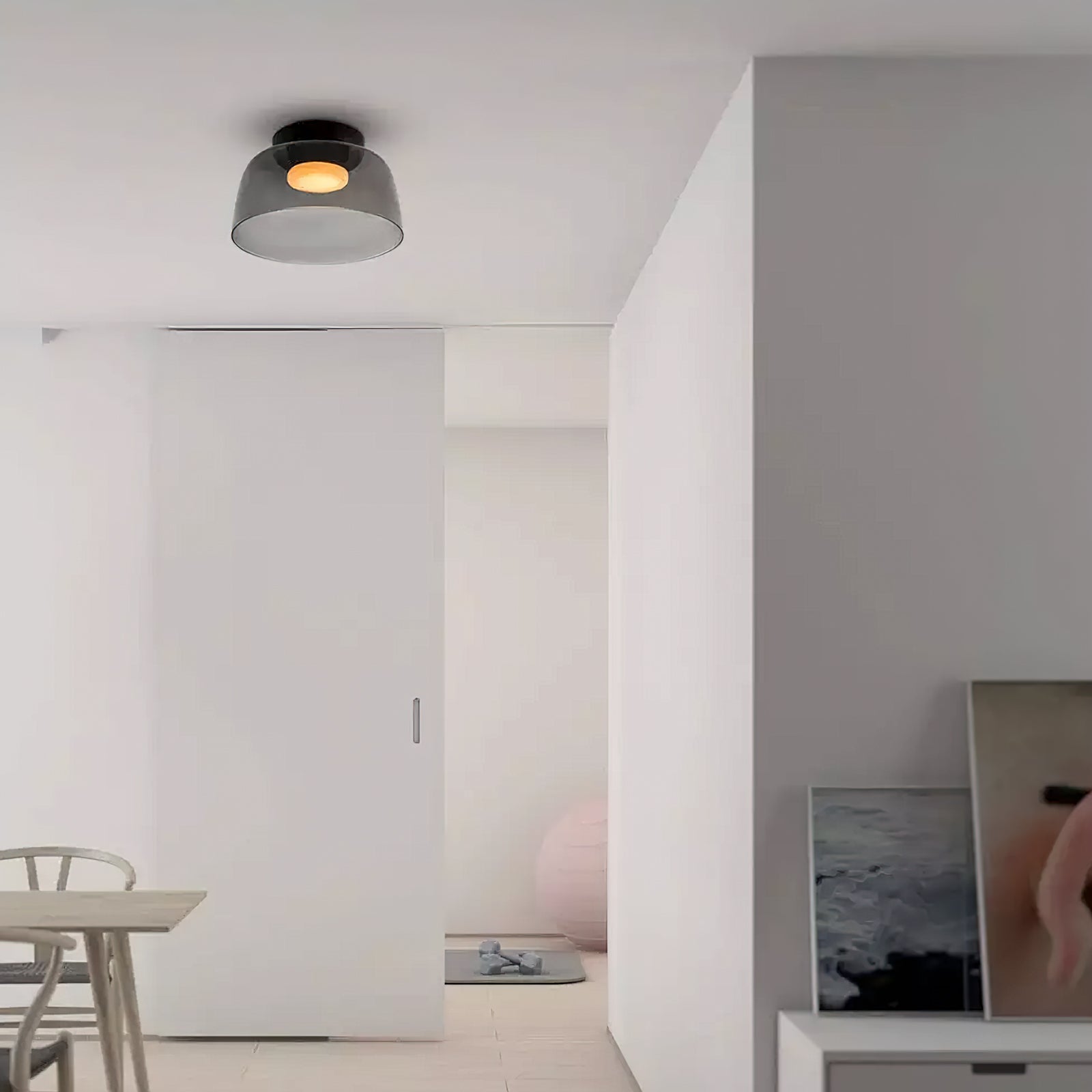 Layered Glass Flush Mount Ceiling Light – Modern Green Dome Fixture