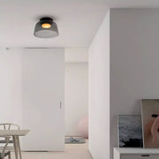 Layered Glass Flush Mount Ceiling Light – Modern Green Dome Fixture