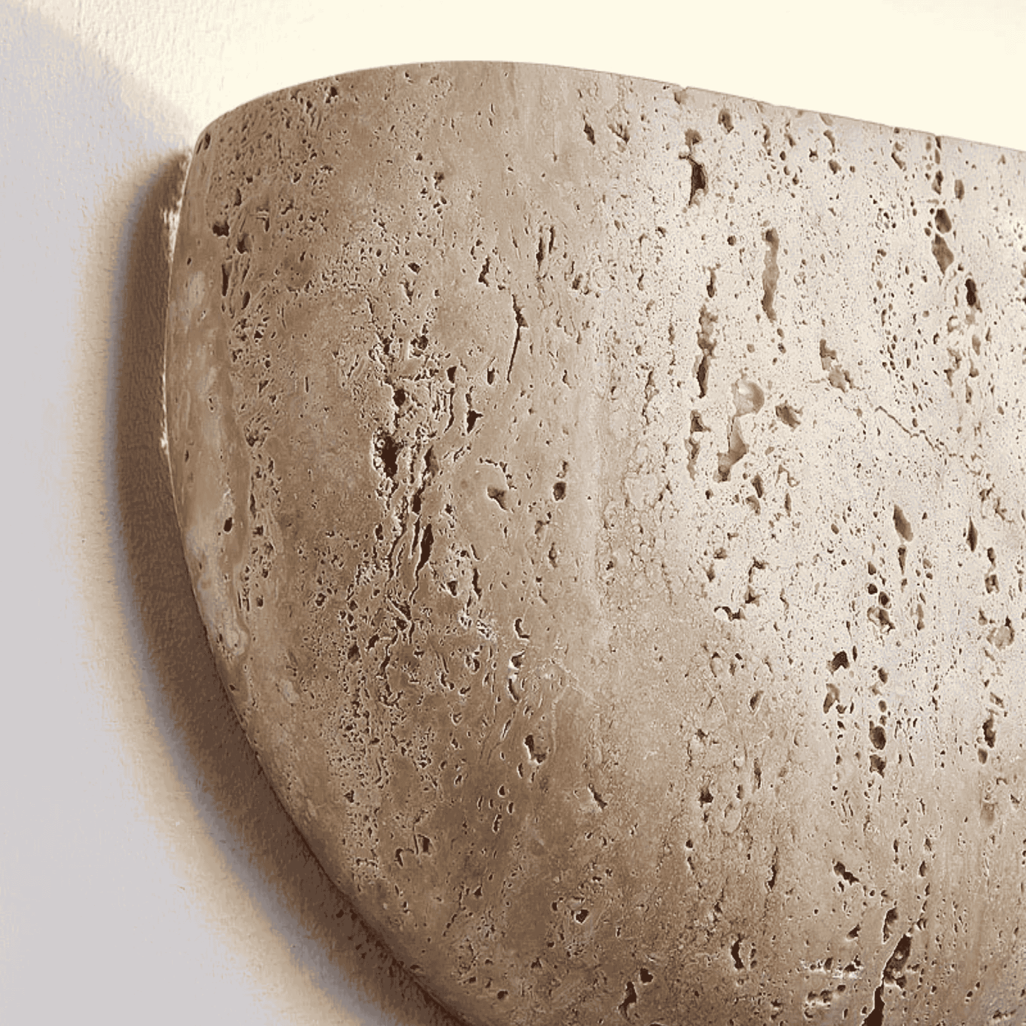 Tivara Bowl Wall Sconce – Travertine Stone Minimalist Modern Decorative Lighting Living Room Bedroom