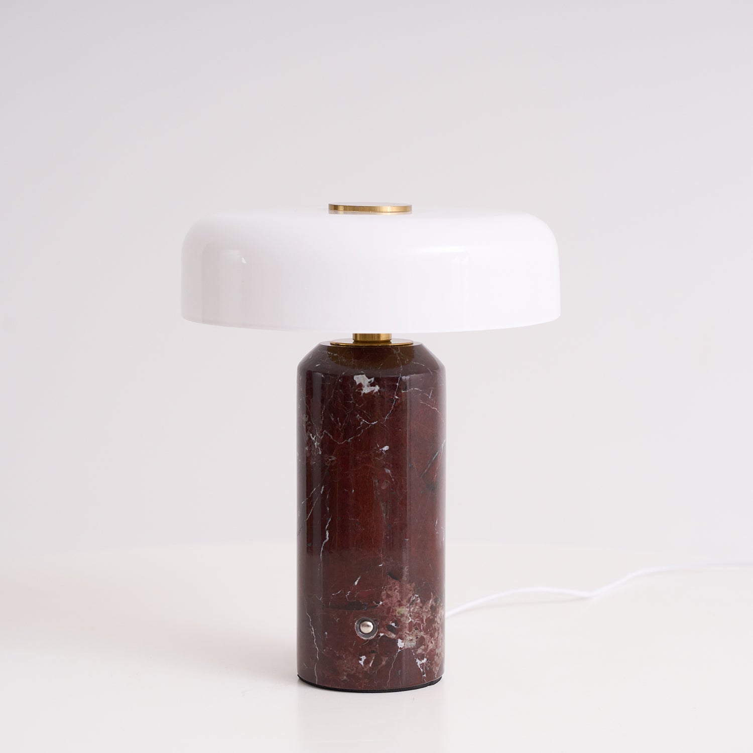 Iridescent Orb Table Lamp – Rechargeable Glass Orb Espresso Marble Base
